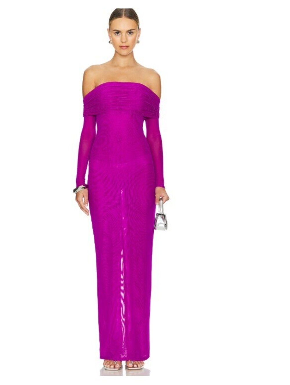 Bronx and Banco Monica Off The Shoulder Gown in Fuchsia